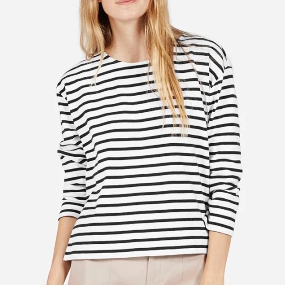 Everlane Boxy Striped Long Sleeve Tee Size L